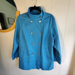 Calvin Klein Double Breasted Cropped Jacket, Womens,  1x, Blue